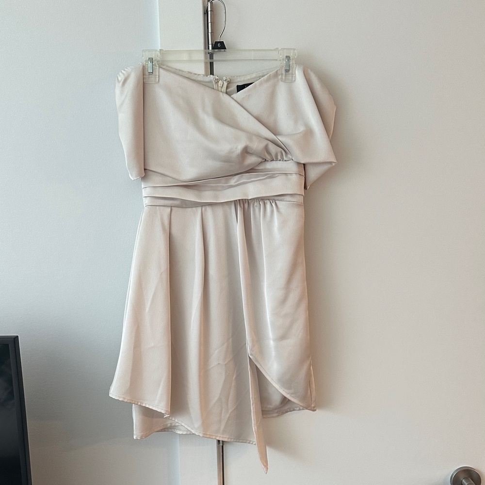 Lulu's White Silk Asymmetrical Dress